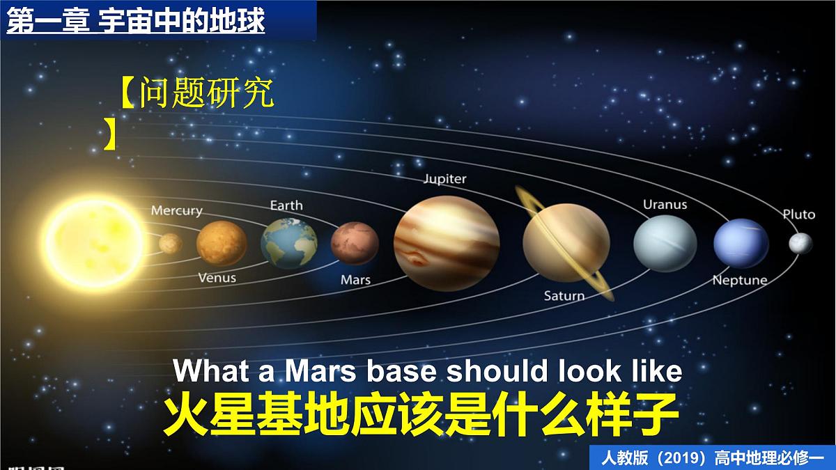 人教版高中地理 必修 第一册 第一章【教学课件】《问题研究：火星基地应该是什么样子》第1页