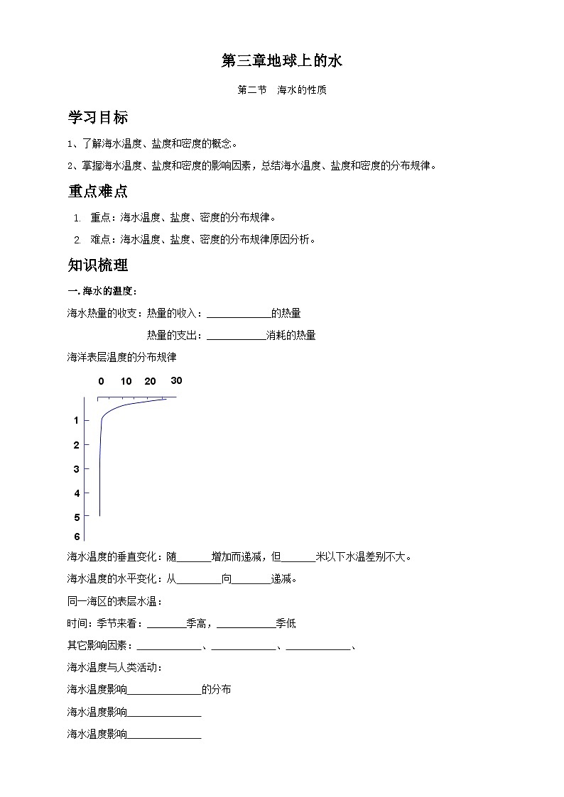 人教版高中地理必修 第一册 3-2学案《海水的性质》第1页