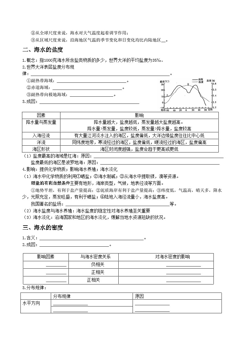 人教版高中地理必修 第一册 3-2《海水的性质》导学案第3页