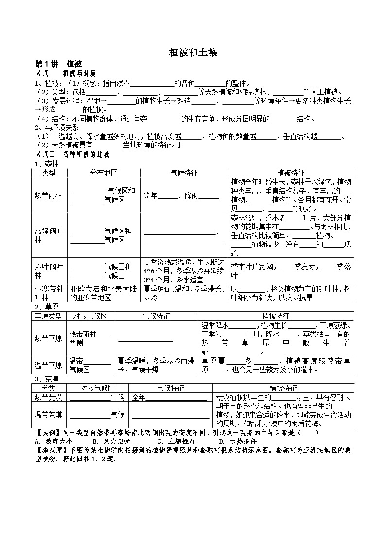 人教版高中地理必修 第一册 5-2《植被和土壤》导学案第1页
