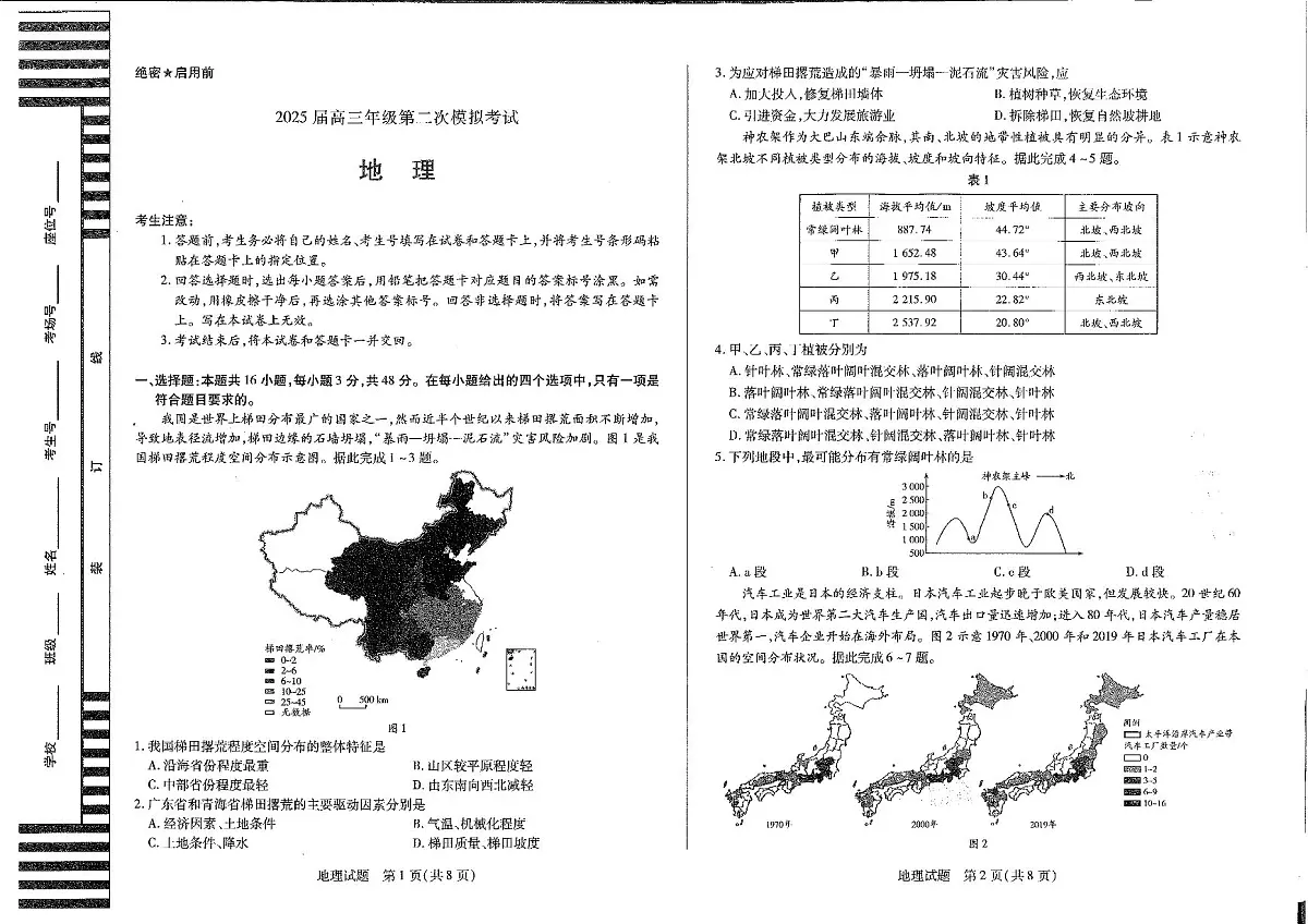 地理试卷第1页