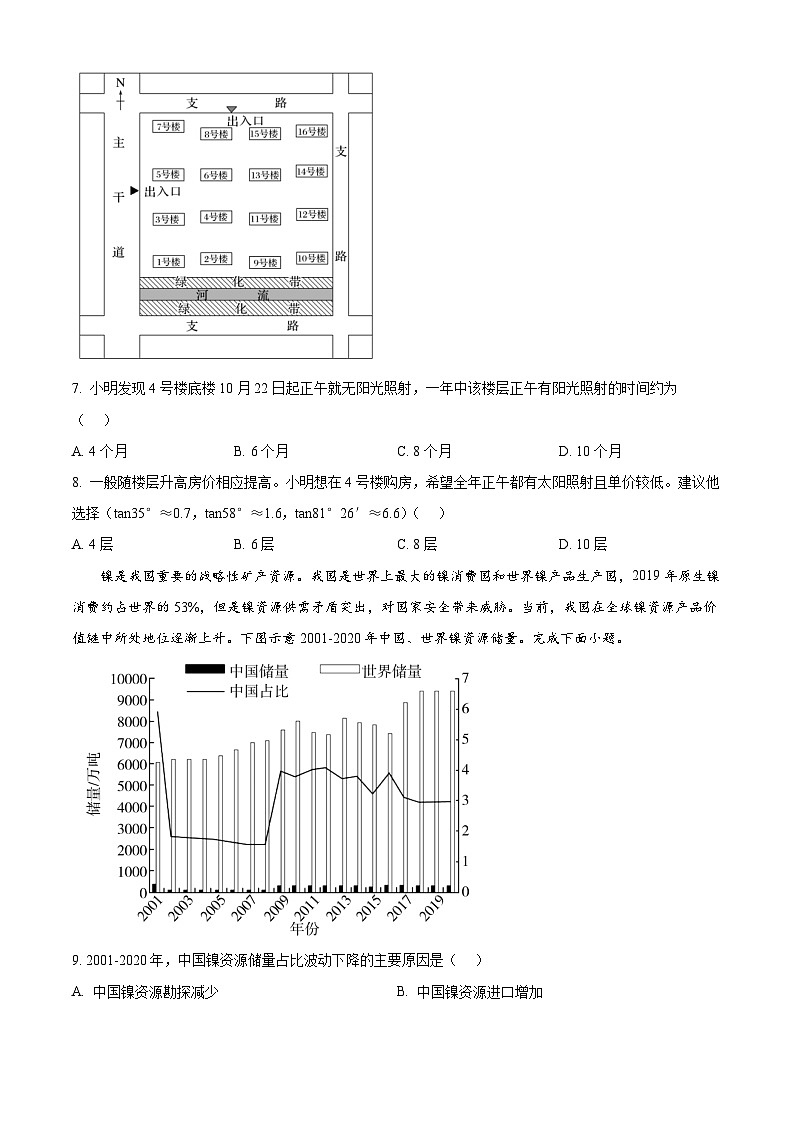 2025届湖南省地质中学高三一模地理试题（原卷版+解析版）第3页