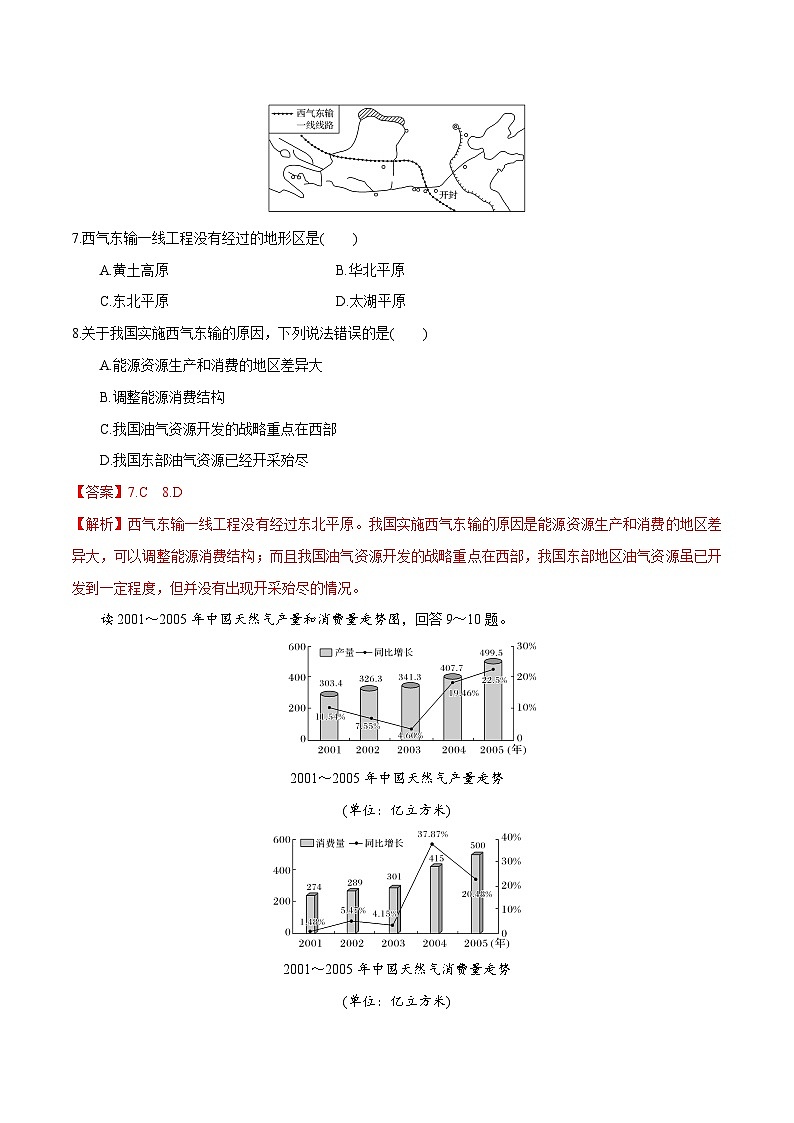 人教版高中地理选择性必修2 第四章【过关检测】《区域联系与区域协调发展》 无答案第3页