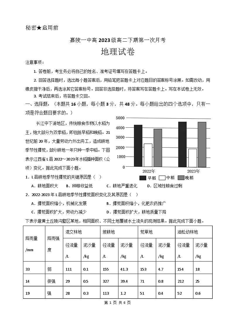 地理试题第1页