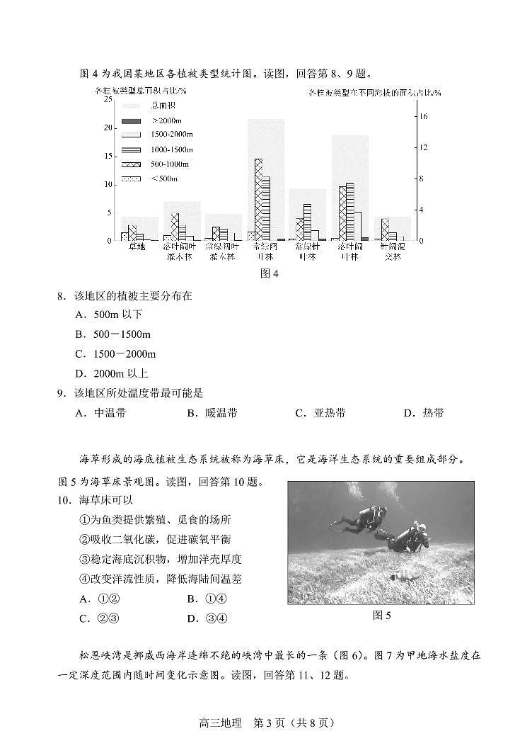2025届北京市丰台区高三一模 地理试题及答案第3页