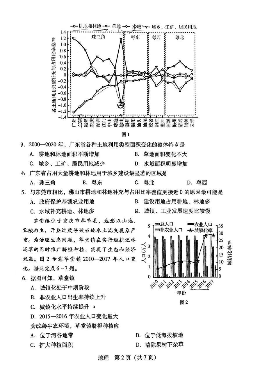 2024届广东省高三上学期第二次调研考试-地理试题（含答案）第2页