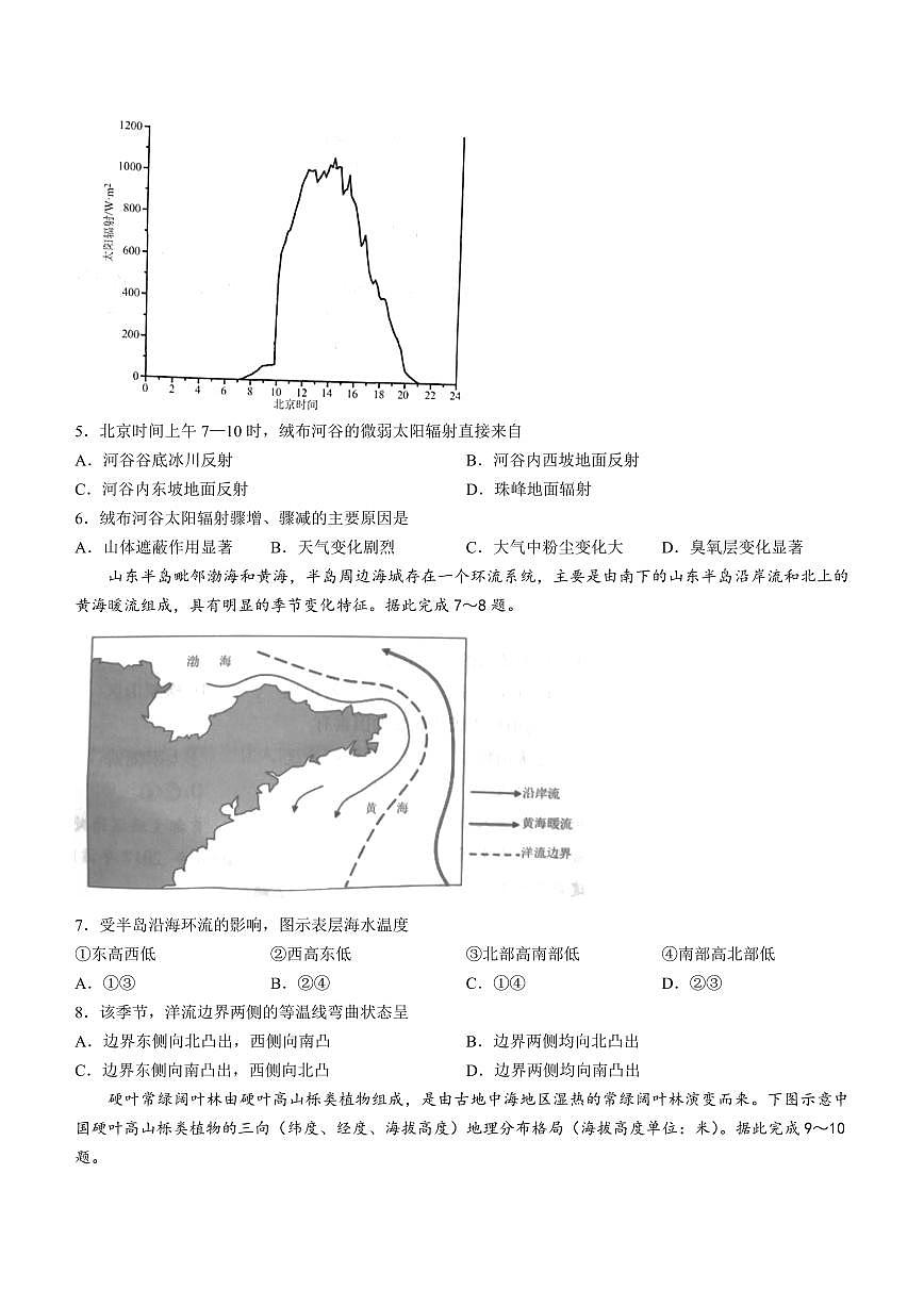 2024届广东省高三上学期开学考试-地理试题（含答案）第2页