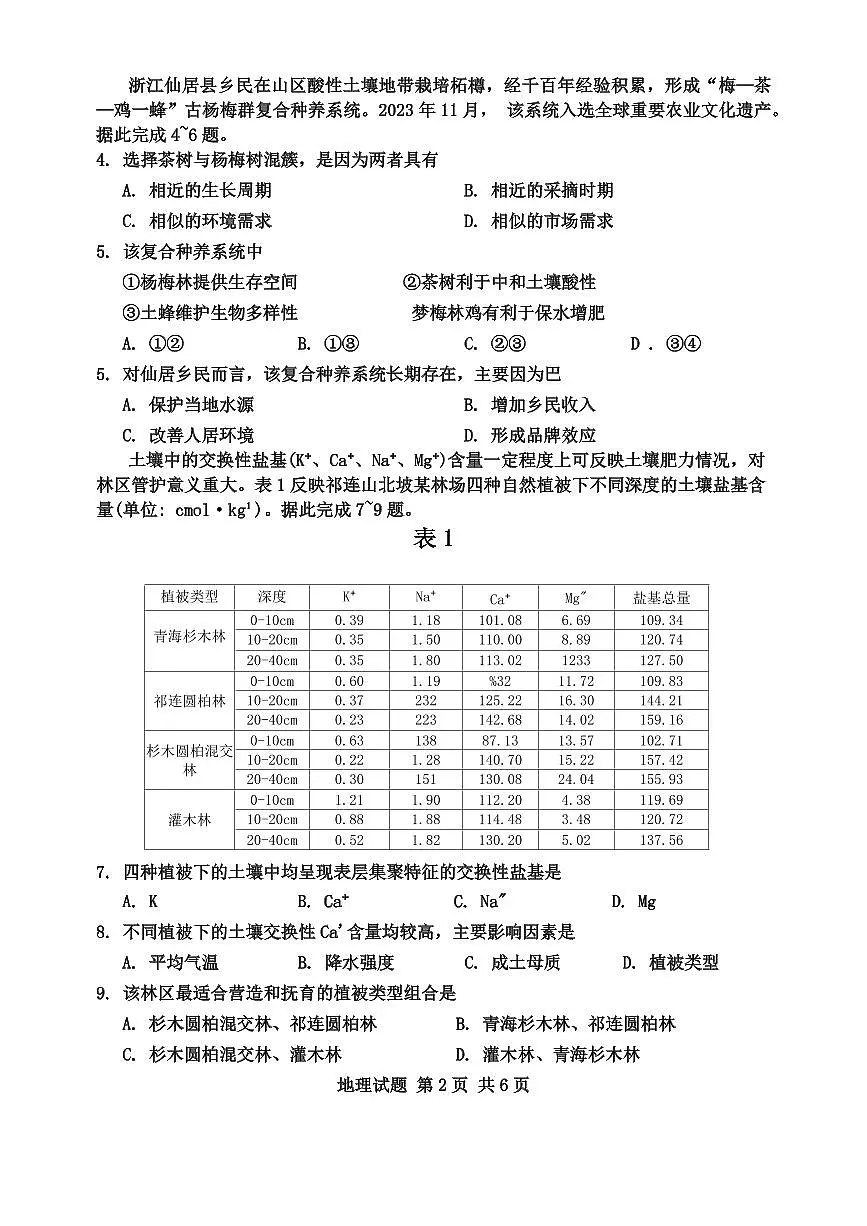 2024届广东省惠州市高三上学期第三次调研考试(1月)-地理试题（含答案）第2页