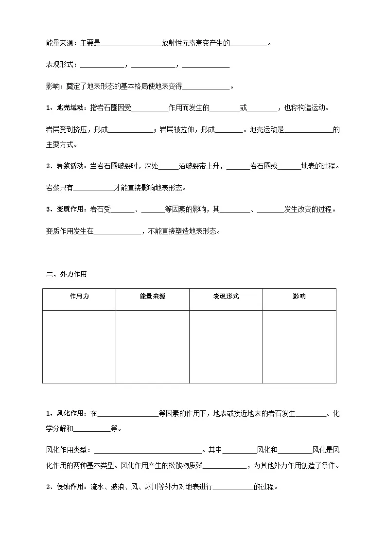 人教版选择性必修1 2-1学案《塑造地表形态的力量》第2页