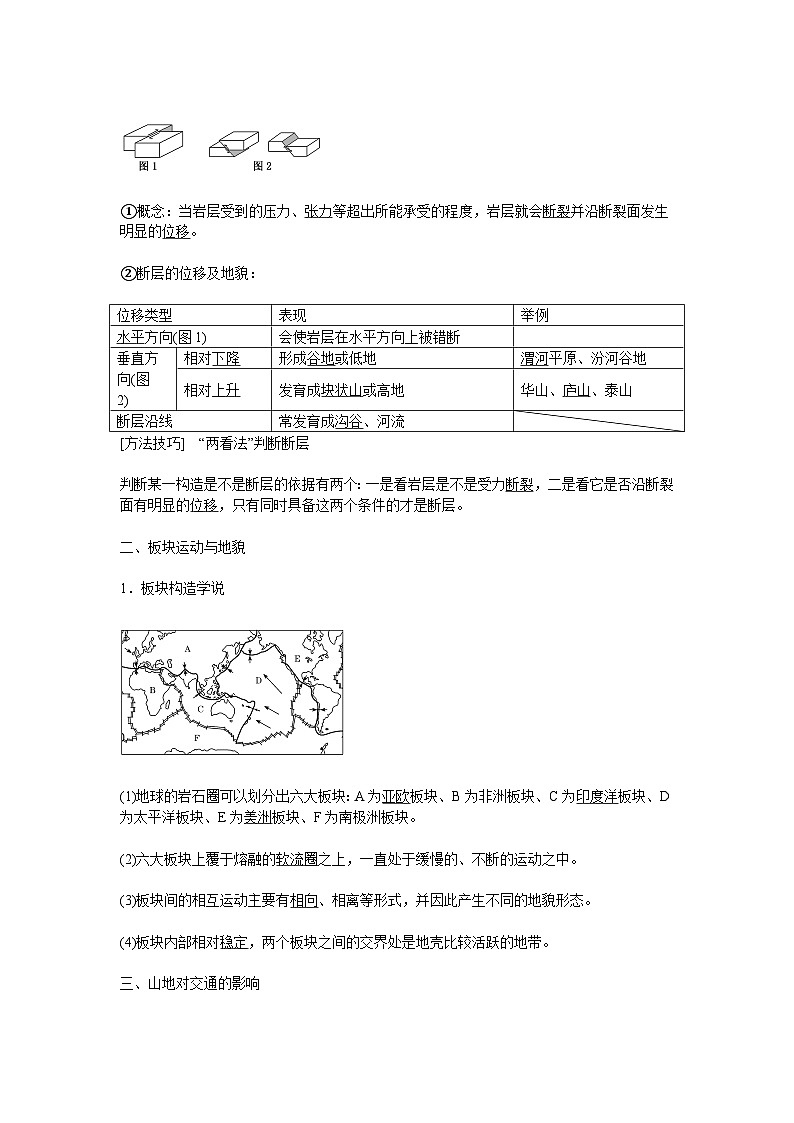 人教版选择性必修1 2-2《构造地貌的形成》学案第2页