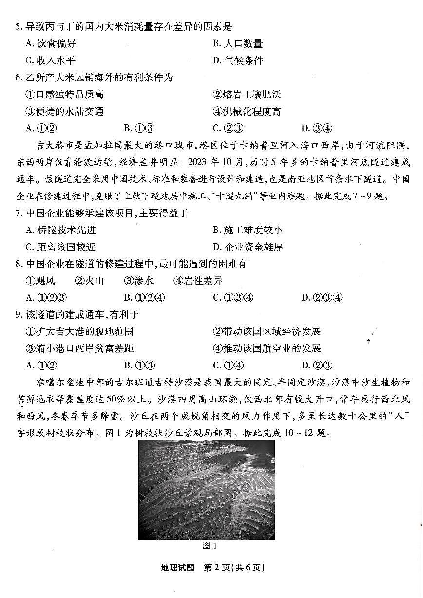 2024届重庆市南开中学高三第九次质量检测-地理试卷（含答案）第2页