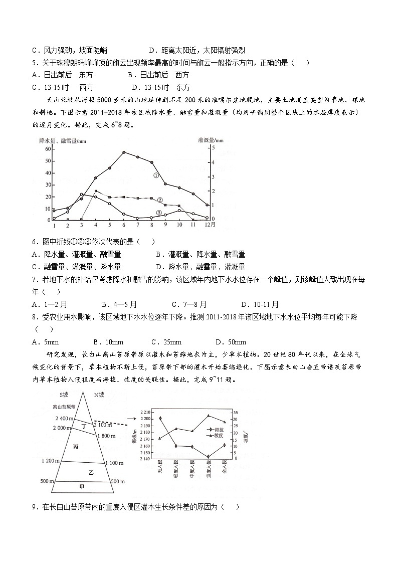 湖南省2025届普通高中名校联考信息卷（高考模拟一）地理试题第2页