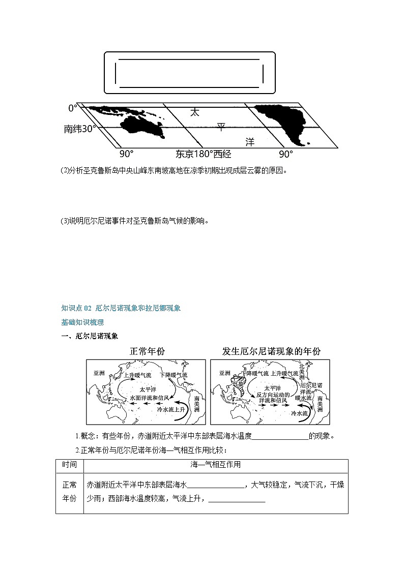 人教版高中地理 选择性必修1 4-3海—气相互作用-自学预习单（原卷版无答案）第3页