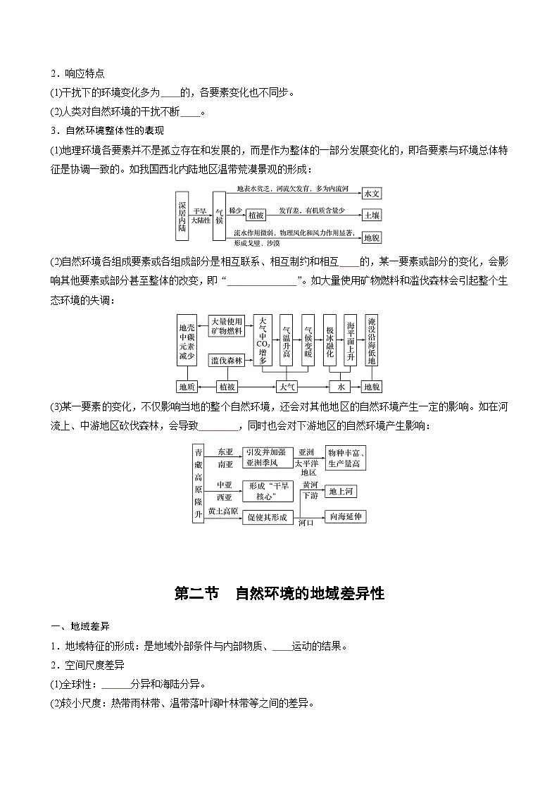 人教版高中地理选择性必修1 5-1第五章自然环境的整体性和差异性知识总结（挖空版无答案）第2页