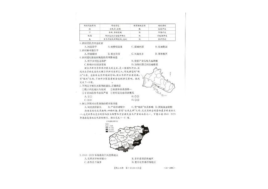 2024届海南省高三上学期12月一轮复习调研考试-地理试题（含答案）第2页