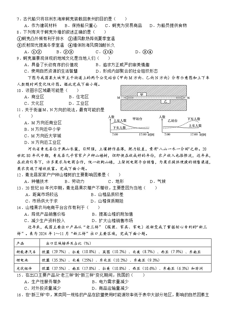2024级高一下月考地理试题+答案第2页