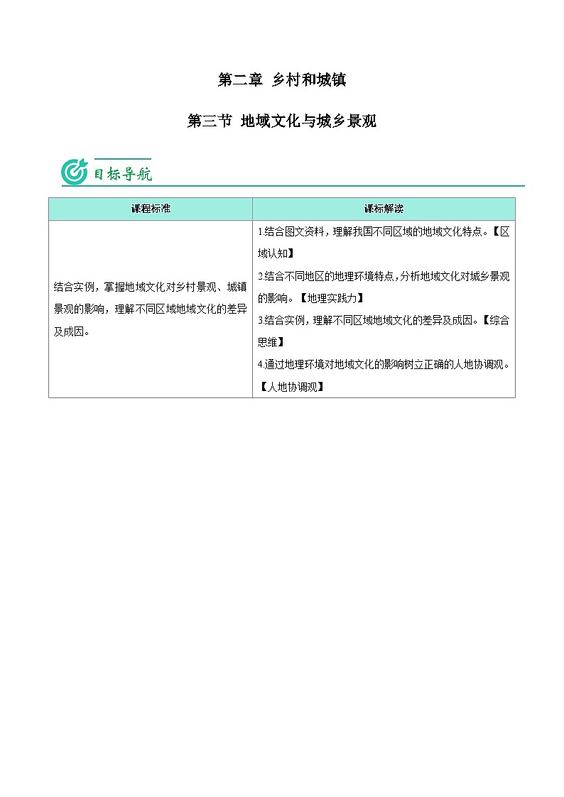 2.3 地域文化与城乡景观（学生版）-人教版高中地理同步精品讲义（必修二）第1页