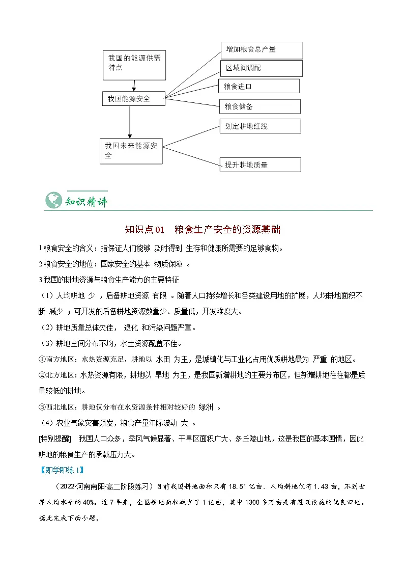 2.3 中国的耕地资源与粮食安全-【学生版】人教版高中地理同步讲义（选择性必修3）第3页