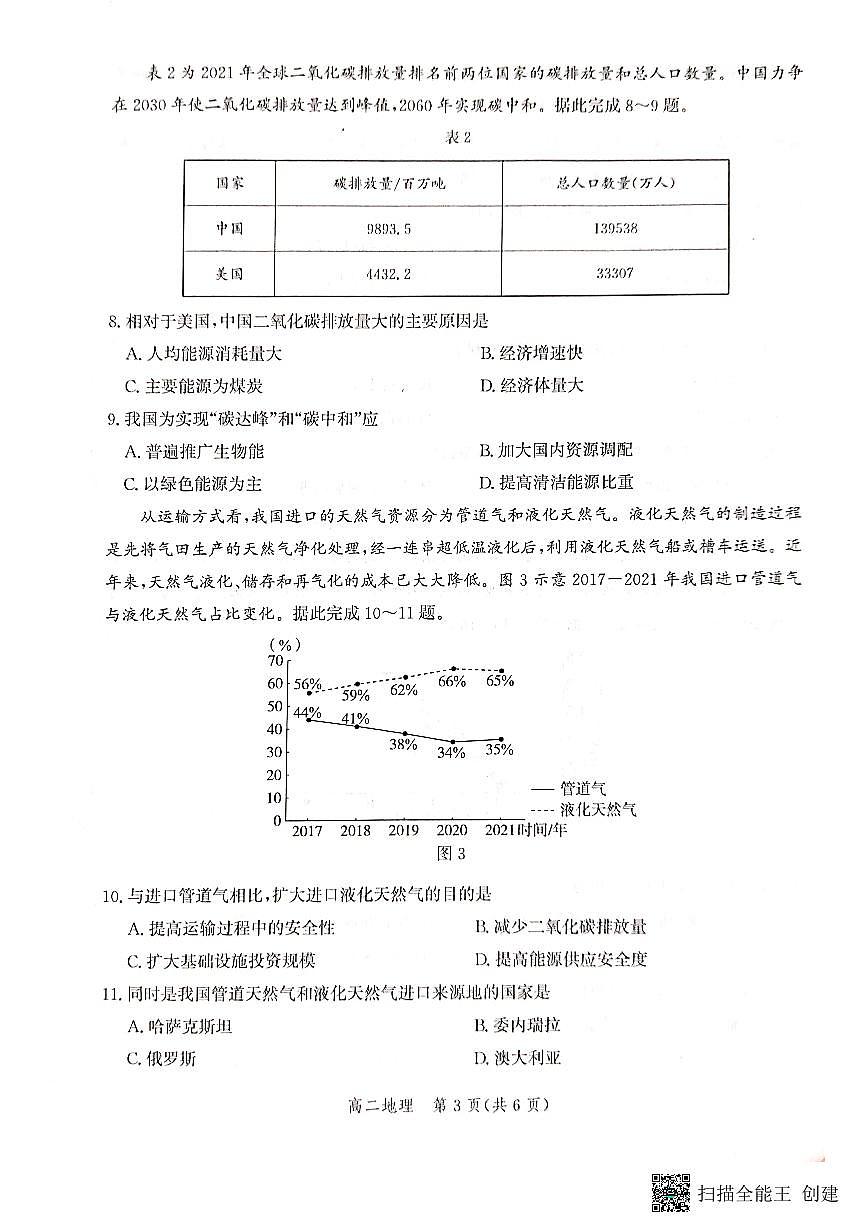 2024届河北省沧州市高二下学期 期末考试 地理试卷（含答案）第3页