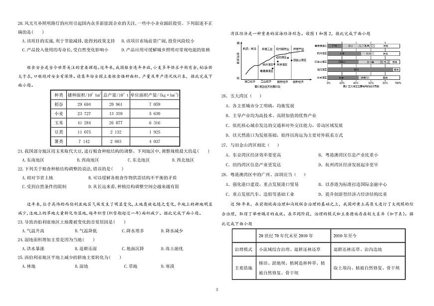 2024届黑龙江哈师大附中高二下学期（期末考）地理试题（含答案）第3页