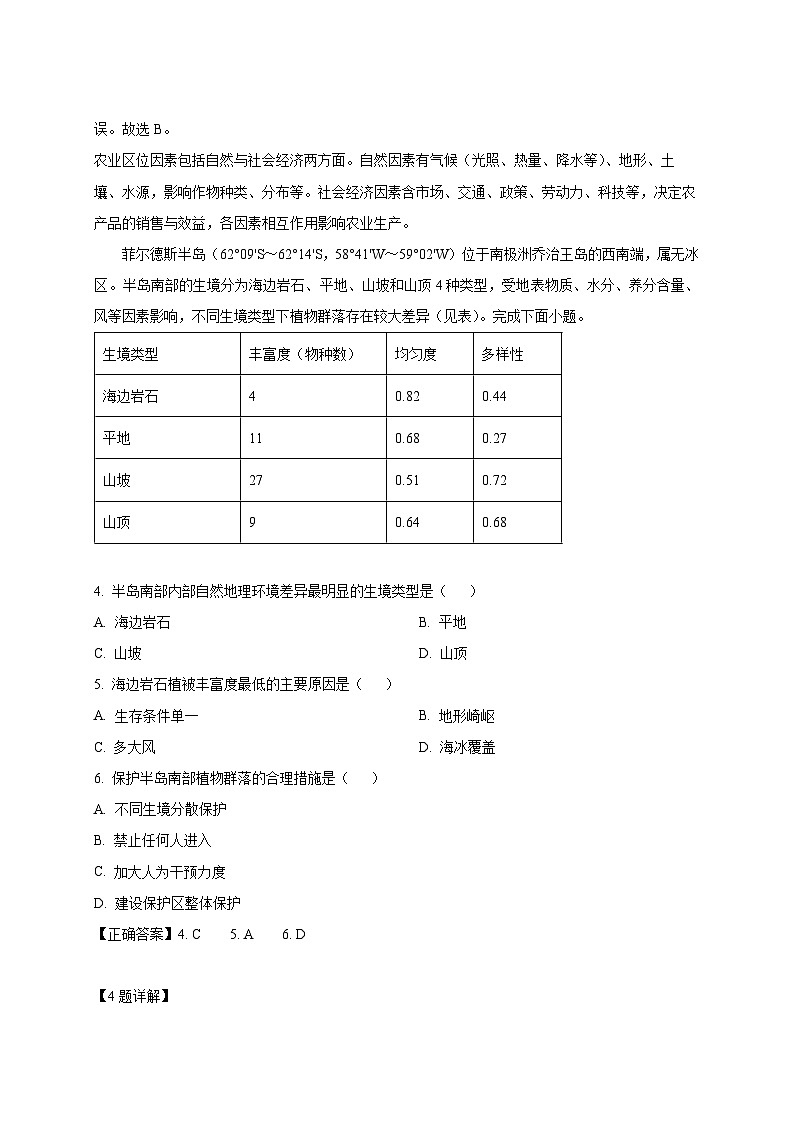 2024-2025学年福建省莆田市秀屿区高二下册3月月考地理检测试题（附解析）第2页