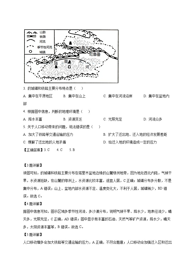 2024-2025学年广东省广州市高一下册3月月考地理检测试题（附解析）第2页