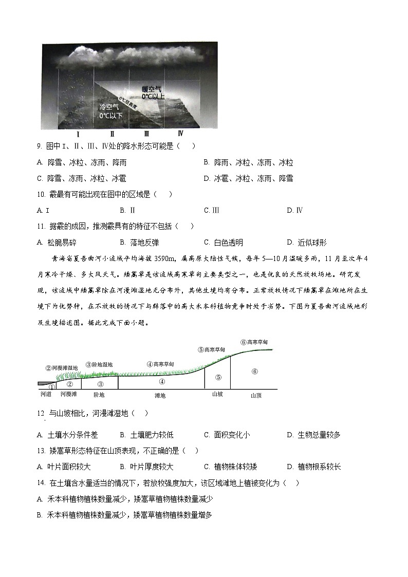内蒙古自治区赤峰市2024-2025学年高三上学期1月第三次统一测试地理试题  Word版无答案第3页
