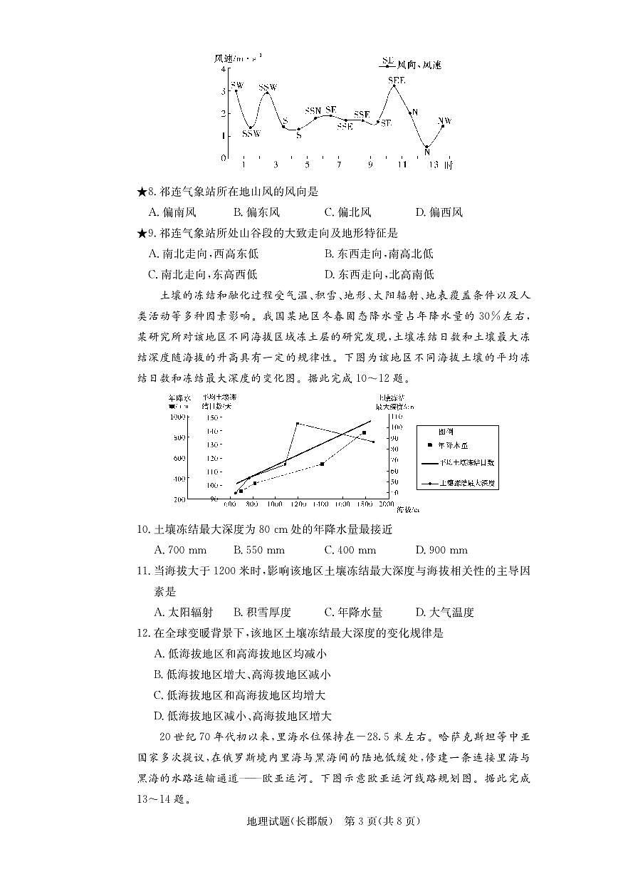 2024届湖南省长沙市长郡中学高三上学期月考（三）(11月)-地理试题（含答案）第3页