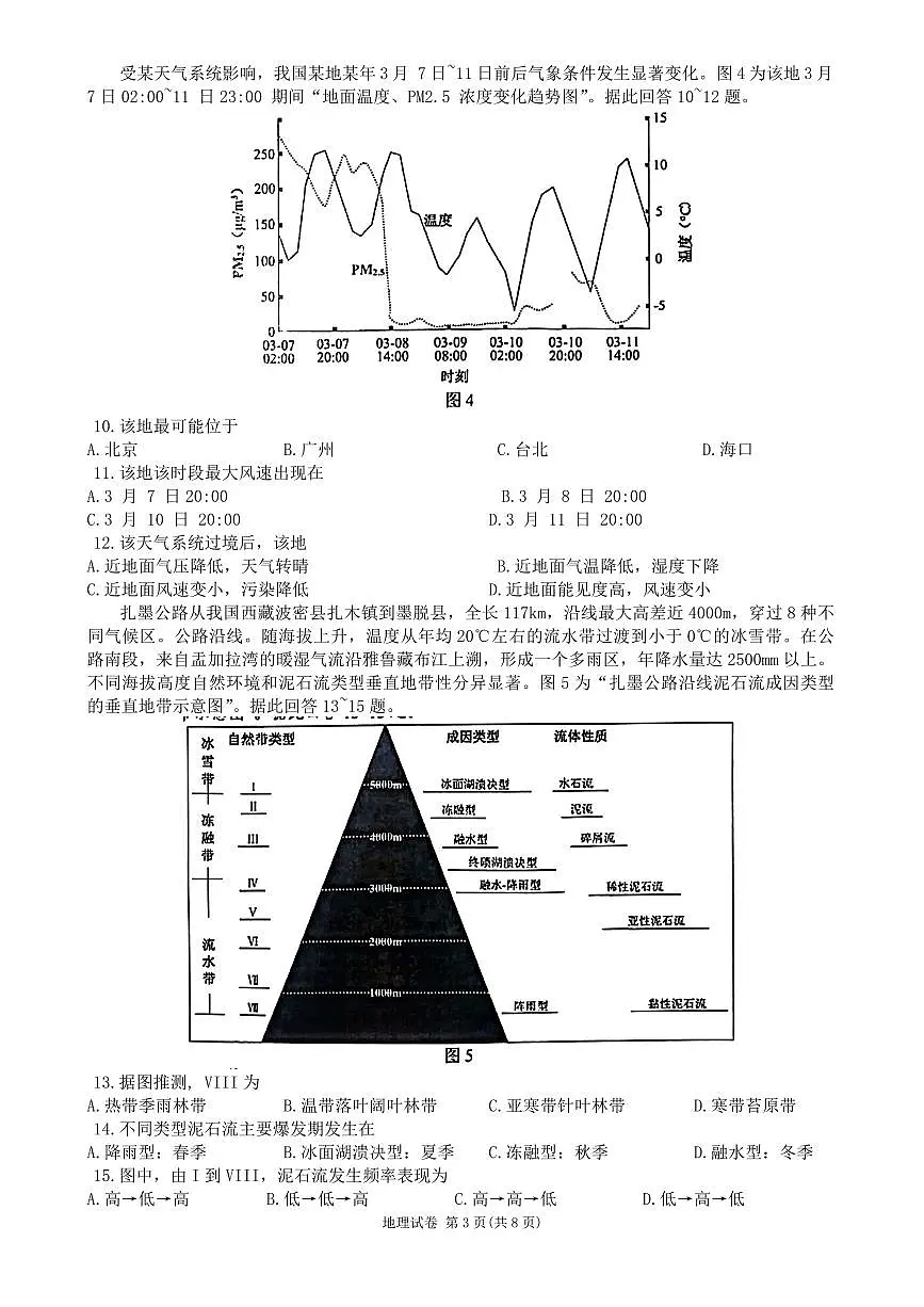 2024届江苏省镇江市高三下学期期初适应性练习-地理试卷（含答案）第3页