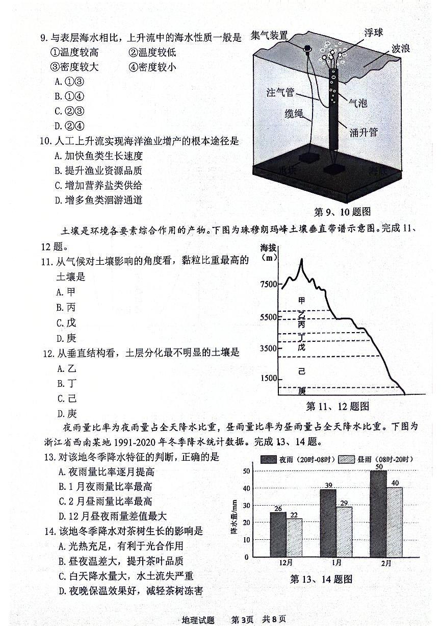 2024届浙江省宁波市高三下学期二模-地理试卷（含答案）第3页