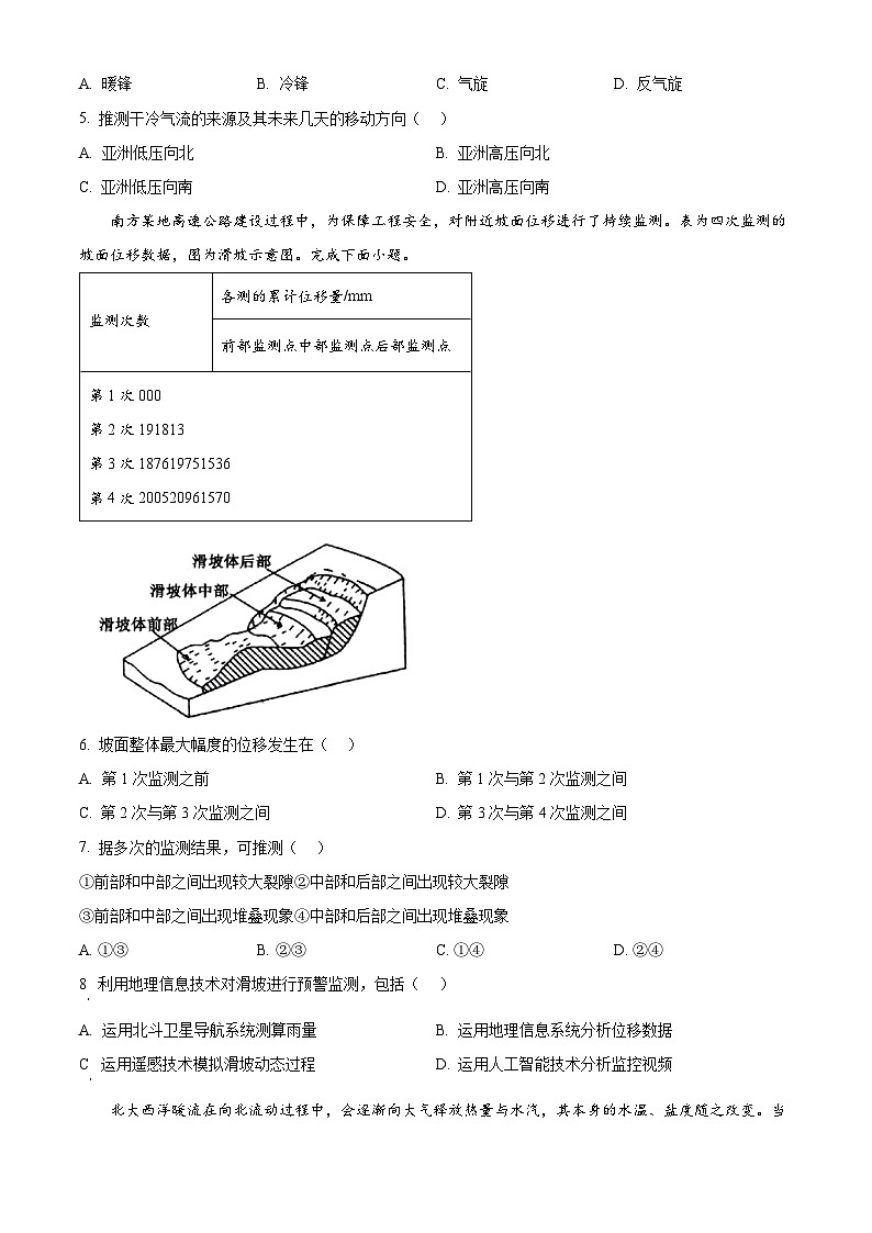 福建省福州市2024-2025学年高二上学期1月期末质量检测地理试题  Word版无答案第2页