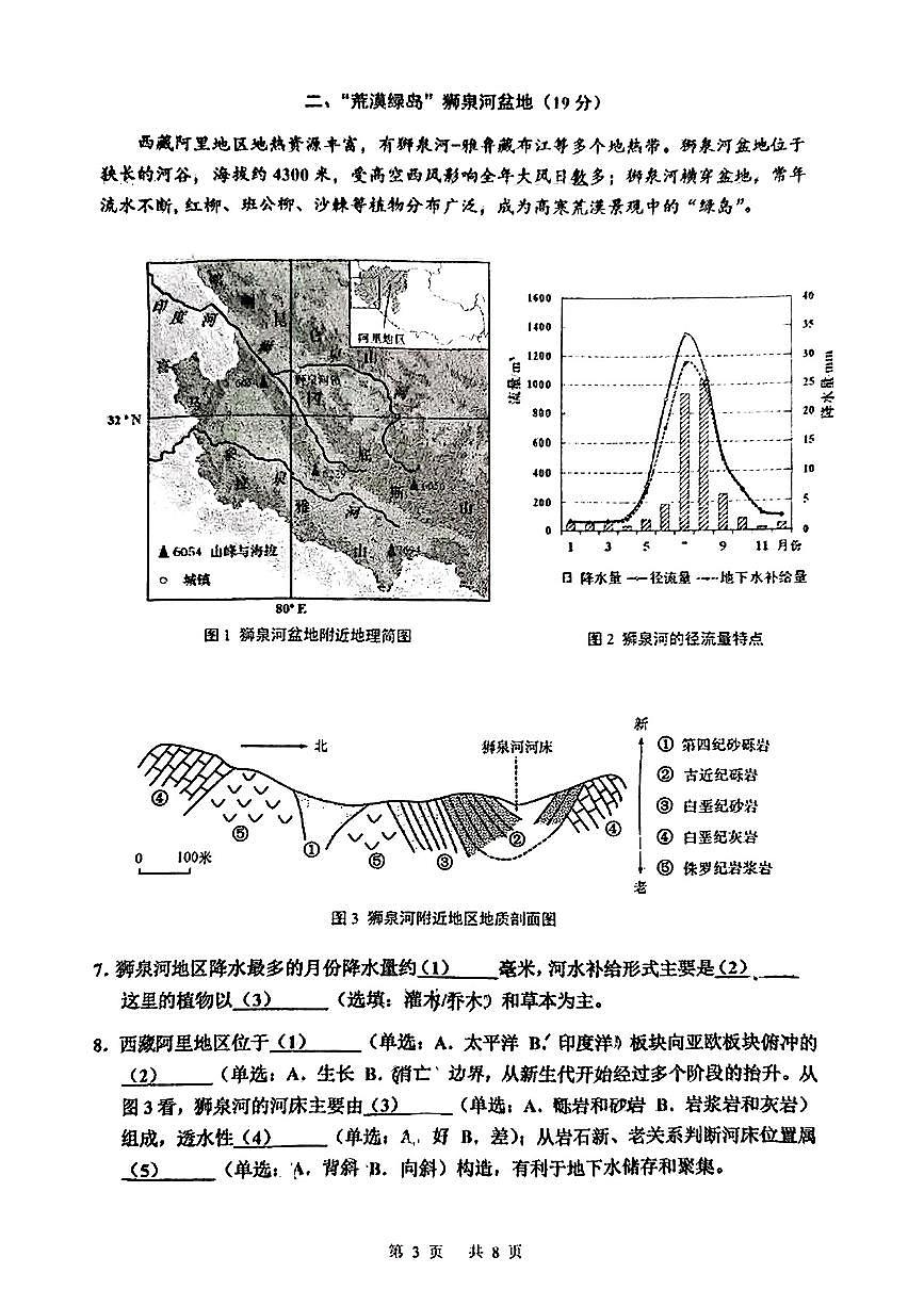 2025届上海市闵行区高三二模学业质量调研地理试题+答案第3页