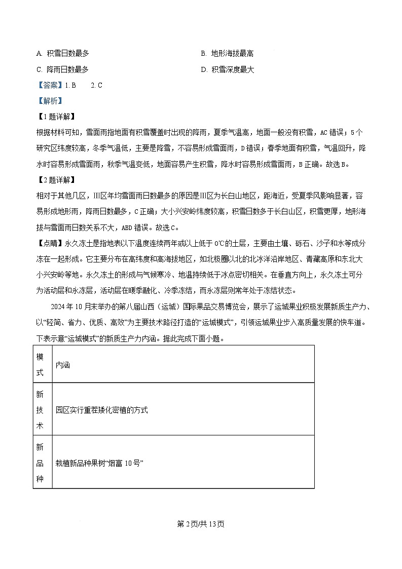 辽宁省鞍山市2025届高三下学期第二次质量监测地理试题 含解析第2页
