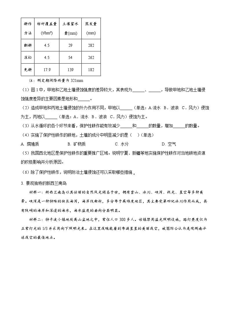 2025届上海市黄浦区高三下学期二模考试地理试题 （原卷版+解析版）第3页