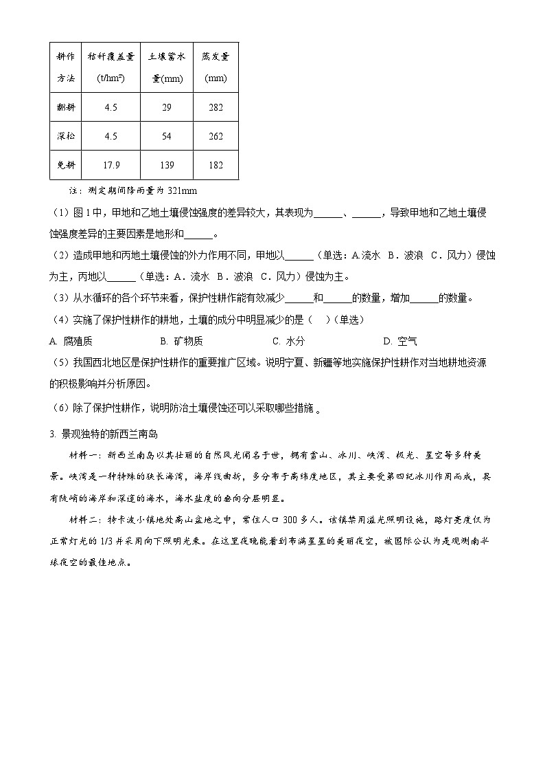 2025届上海市黄浦区高三下学期二模考试地理试题 （原卷版+解析版）第3页