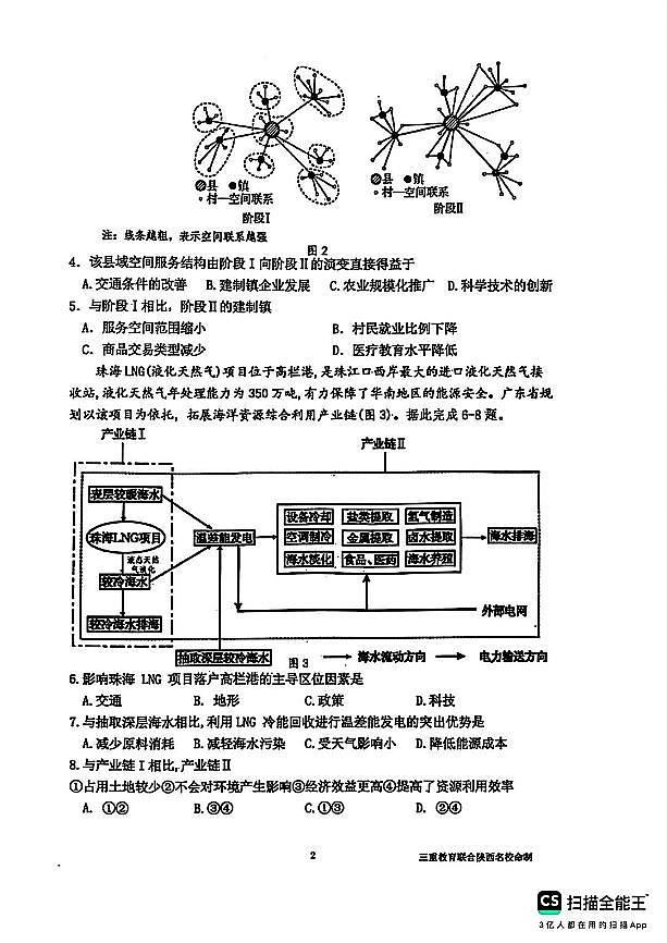陕西省三重教育2025届高考预测卷（二）地理试卷（含答案）第2页