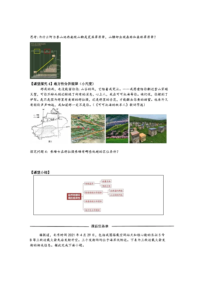 高中地理人教版2025选择性必修一自然环境的地域差异性 学案第3页
