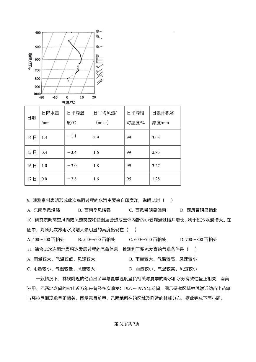 福建省福州第三中学2024-2025学年高三下学期第十四次质量检测地理试题（含答案）第3页