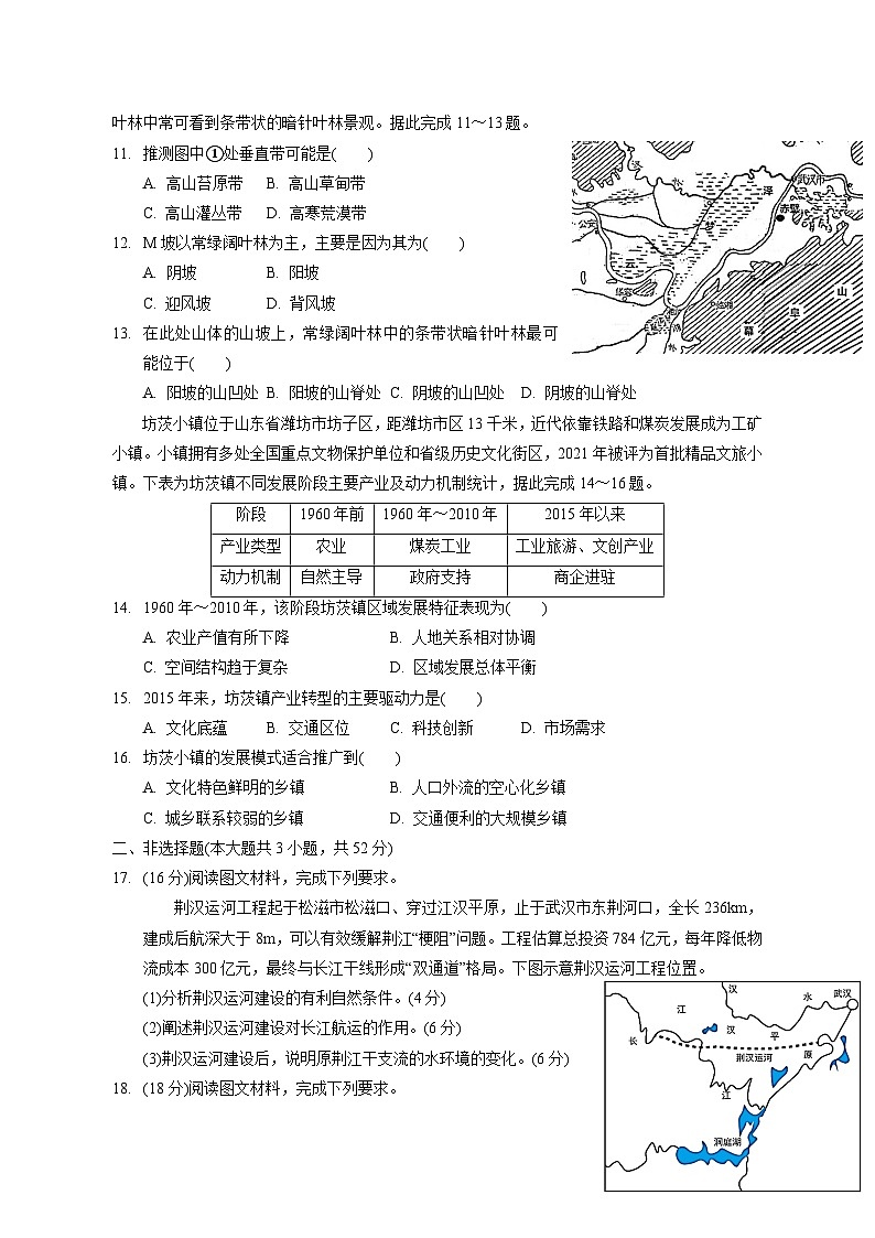 2024-2025学年湖南省岳阳市华容县高二上学期期末考试地理检测试题（含答案）第3页
