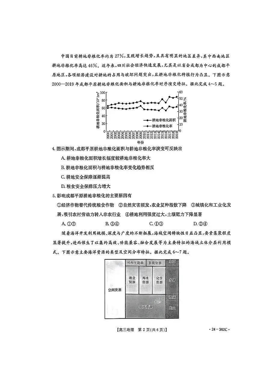 2024届江西省高三3月联考-地理试卷（含答案）第2页