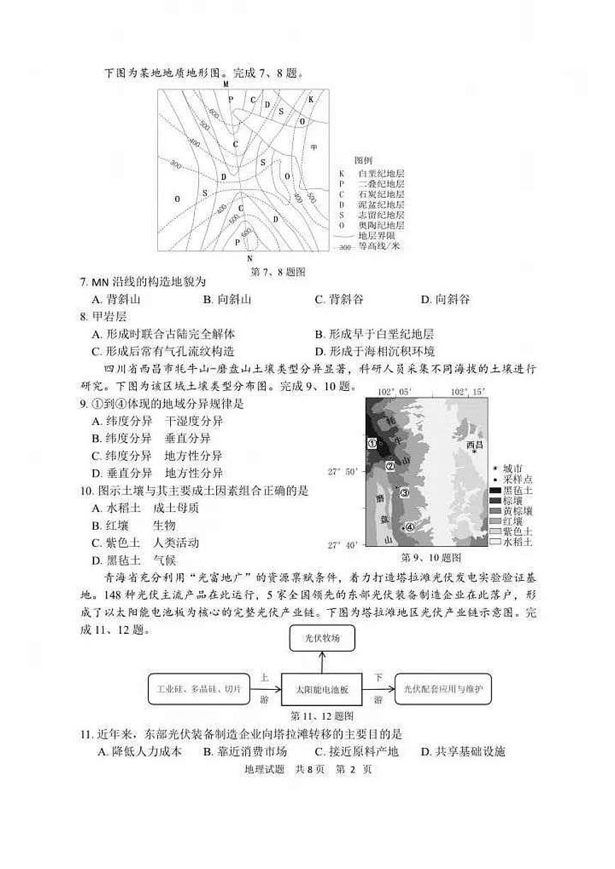 浙江省宁波市2025届高三高考模拟第二次模拟-地理试题+答案第2页