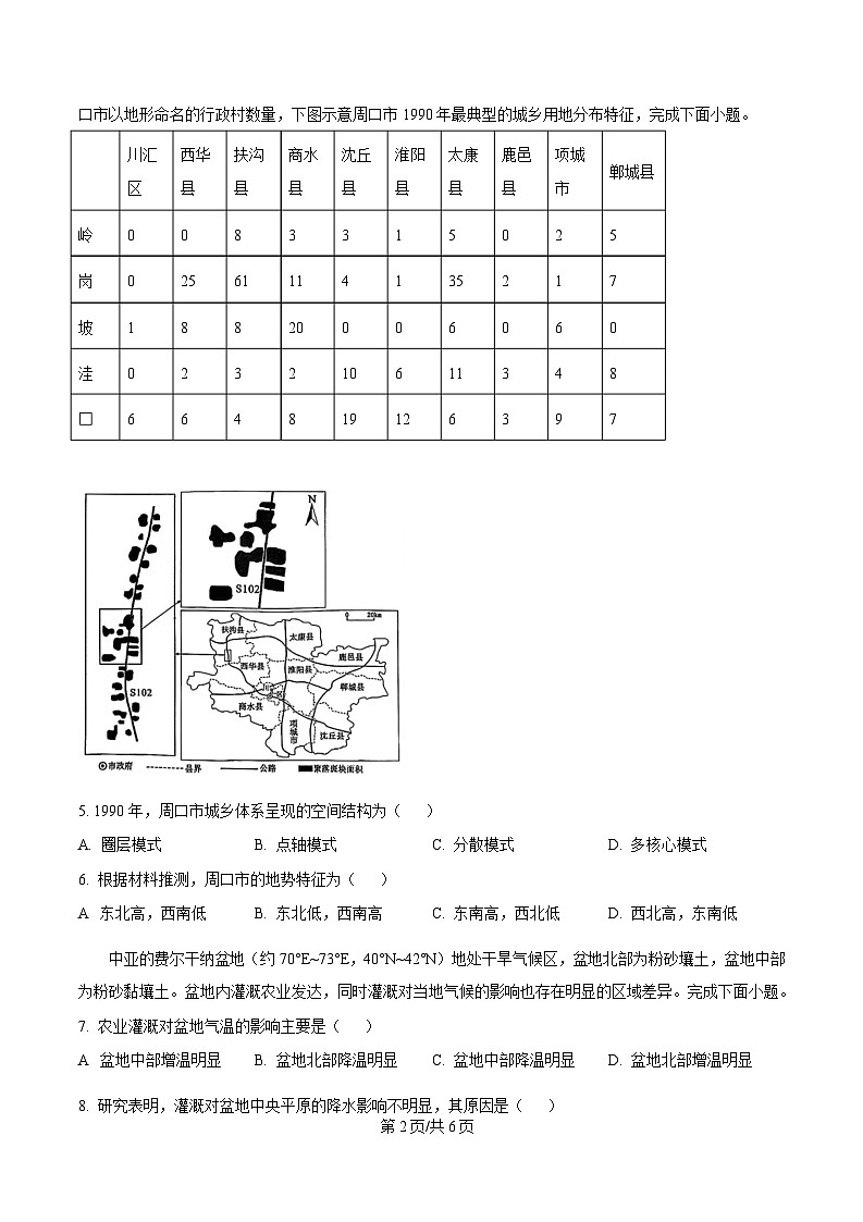 重庆市巴蜀中学2025届高三下学期二模地理试题（原卷版）第2页