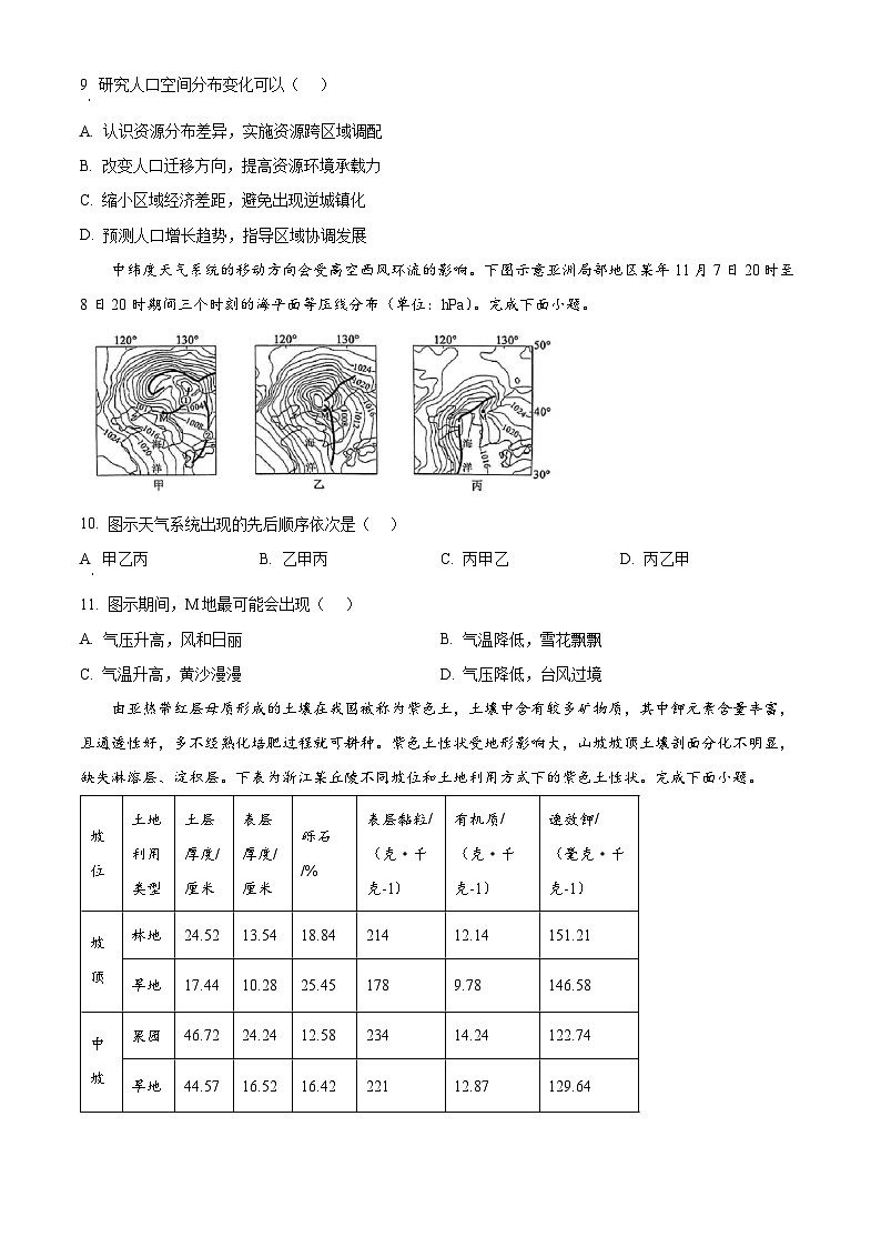 2025届河南省豫西名校高三下学期模（高考模拟）拟考试（一）地理试题（原卷版+解析版）第3页