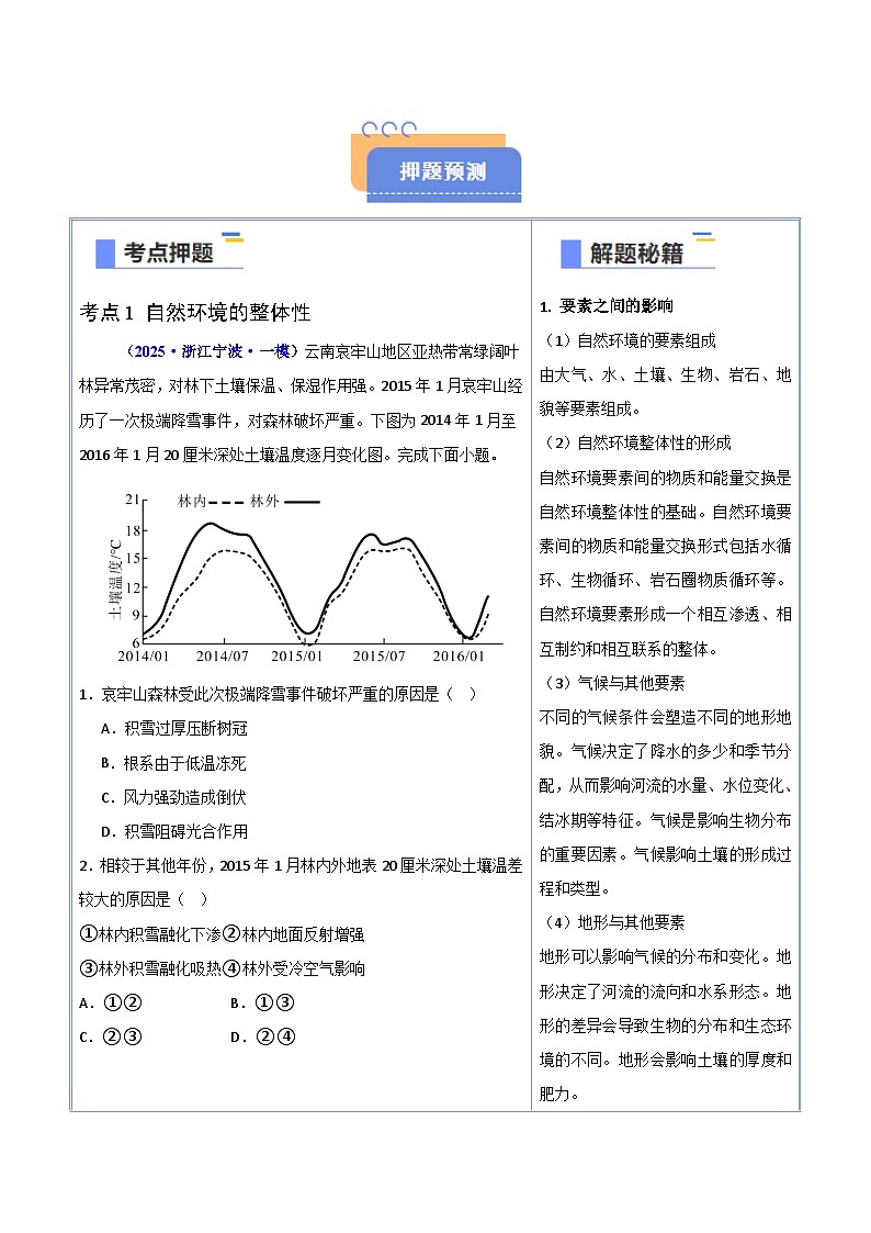 备战2025年高考地理抢押秘籍（浙江专用）猜押05自然环境的整体性和差异性（学生版）第2页