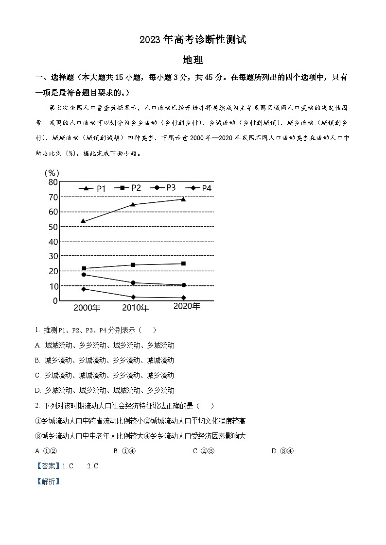 2023届山东省烟台市德州市高三下学期高考诊断性测试（一模）地理试题附解析第1页