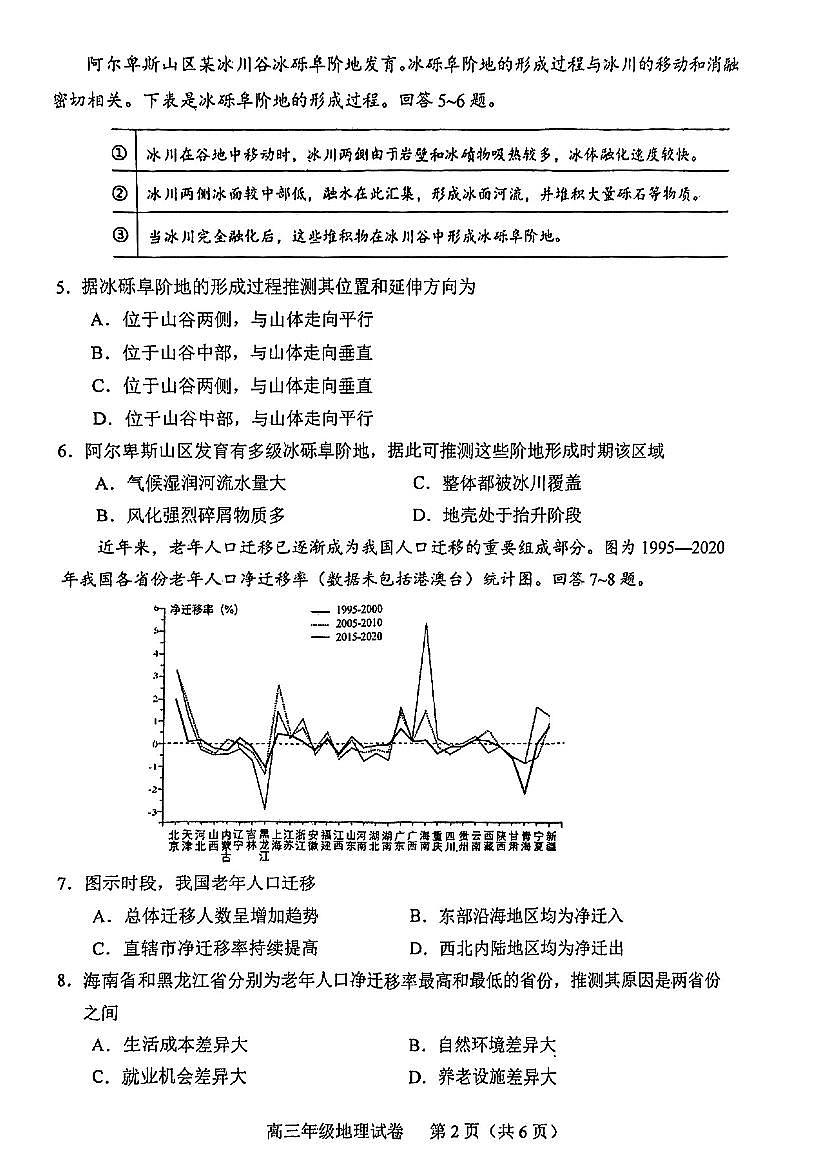 2025年天津市和平区高三二模地理试卷和答案第2页