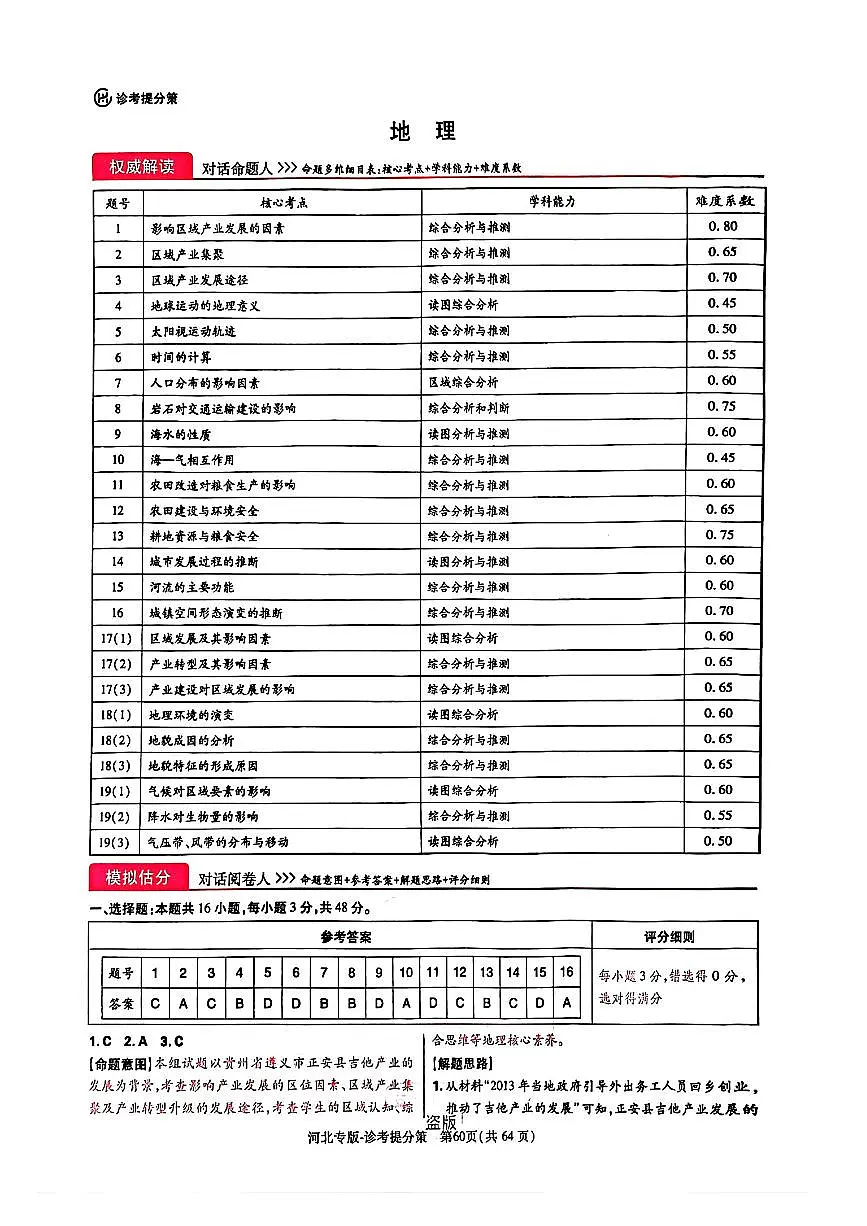 【地理DA（河北专版）】王后雄2025高考押题预测卷第1页
