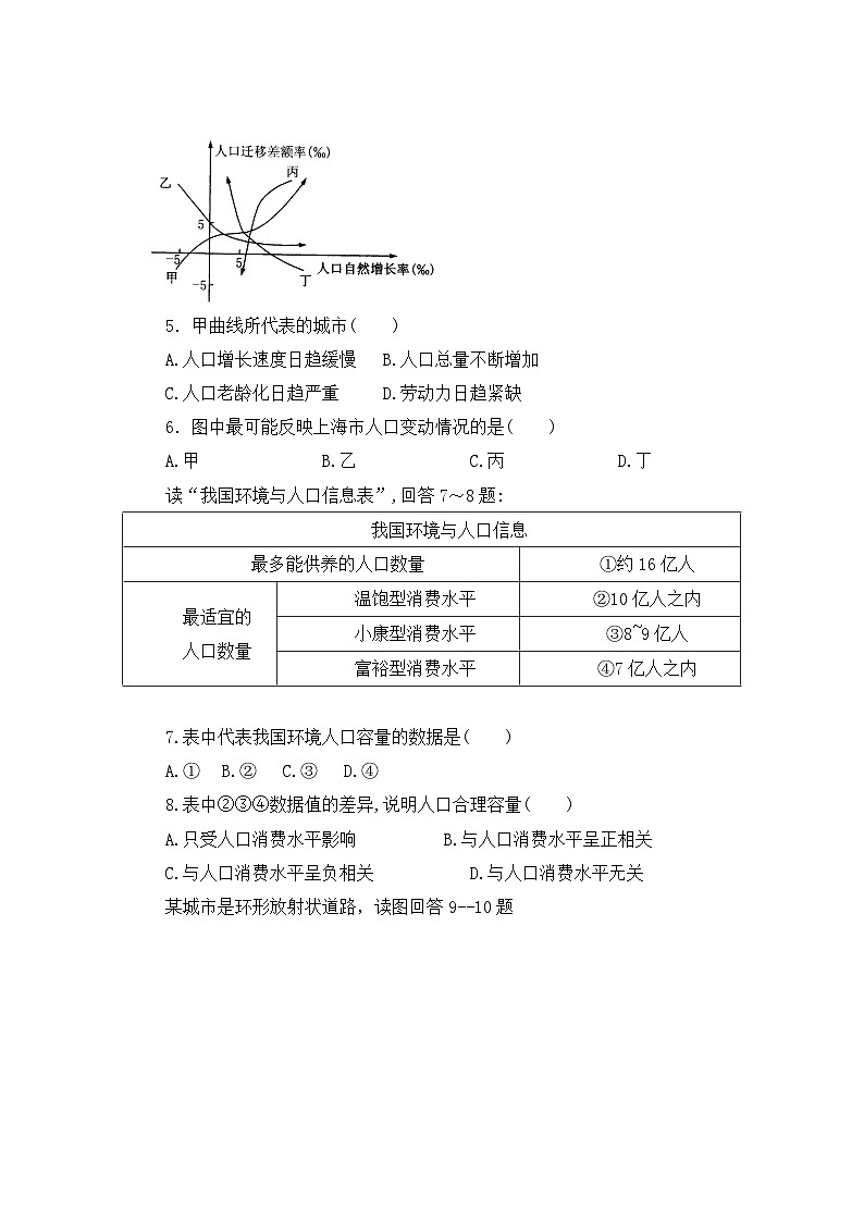 人教版 (新课标)高中地理必修2期中测试 无答案第2页