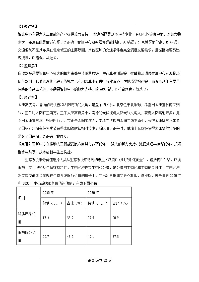 湖南省永州市2025届高三下学期三模地理试卷 含解析第2页