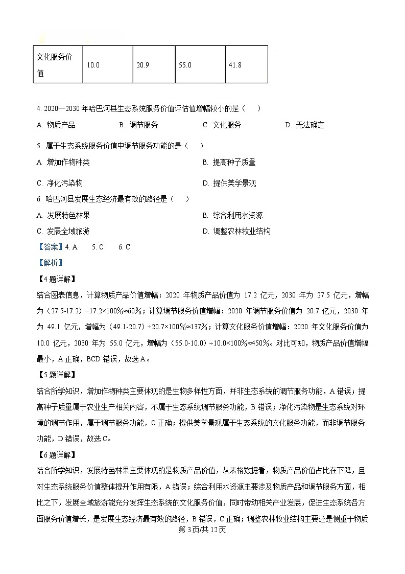湖南省永州市2025届高三下学期三模地理试卷 含解析第3页